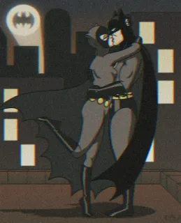🧃 Batman batman, catwoman, kissing, comic book, superhero, cartoon, love whatsapp sticker