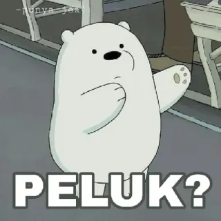 🤗 Ice Bear We Bare Bears PELUK? beer, cartoon, schattig, vriendelijk, knuffel, witte beer telegram sticker