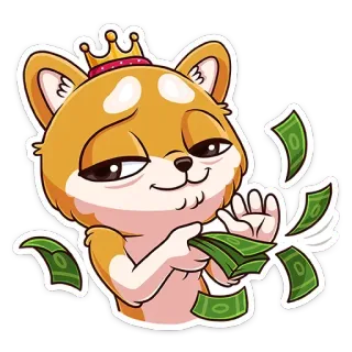 💰 cane, soldi, contanti, corona, ricco, re, ricchezza, celebrazione whatsapp sticker