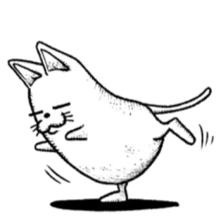 🧘‍♂ 猫, ステッカー, 漫画, 動物, 白, 白黒, イラスト telegram sticker