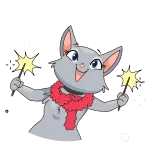 🥳 gato, animal, vela de faísca, celebração, fofo whatsapp sticker