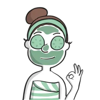 😒 beauté, spa, soin visage, détente, concombre, ok, bien-être telegram sticker