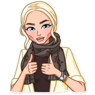 👍 mujer, pulgares arriba, rubia, dibujos animados telegram sticker