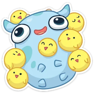 😄 adesivo, mostro, polli, carino, animale, cartone animato telegram sticker