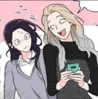 🥢 cartoon, woman, female, friends, illustration, smiling telegram sticker