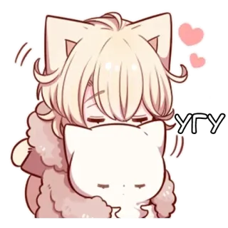 🌟 УГУ Anime, Kawaii, Imut, Kucing, Peluk, Emoji, Stiker telegram sticker