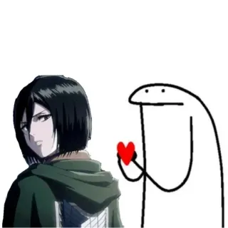 😘 Mikasa Ackerman Attack on Titan Аниме, Сердце, Любовь, Персонаж, Флорк telegram sticker