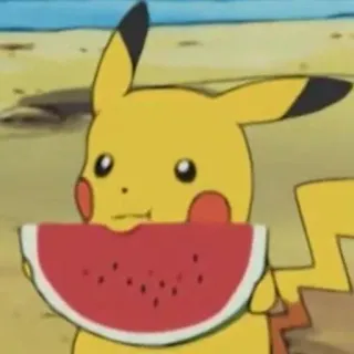 ⚡️ Pikachu Pokemon pikachu, pokemon, anguria, carino, spiaggia, anime telegram sticker
