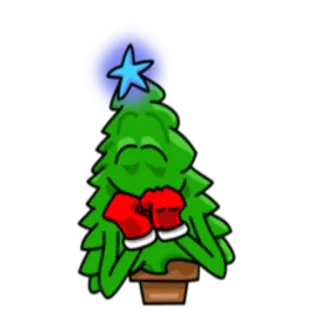 🙃 Árbol de Navidad, Dibujo animado, Fiestas, Lindo, Estrella telegram sticker