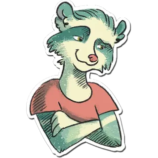 😏 енот, антропоморфный, мультик, стикер, животное, милый whatsapp sticker