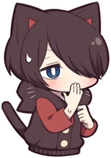 🙊 Anime, Orecchie da gatto, Carino, Chibi, Kawaii, Personaggio whatsapp sticker