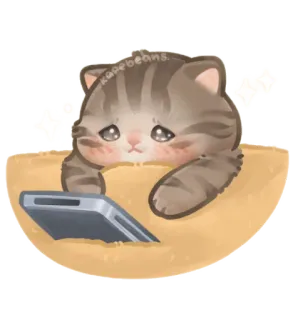 😥 kapebeans. kucing, imut, hewan, kawaii, anak kucing, sedih, telepon whatsapp sticker