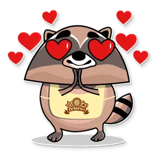 😍 ГУЛЯЙЧЕ 너구리, 사랑, 하트, 만화, 귀여운, 동물 telegram sticker