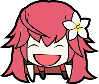 🤣 słodkie, kreskówka, kwiat, różowe włosy, chibi telegram sticker