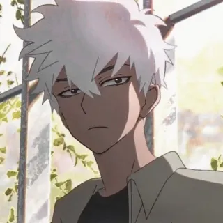 🌊 Anime, Cabelo branco, Masculino, Sério, Janela telegram sticker