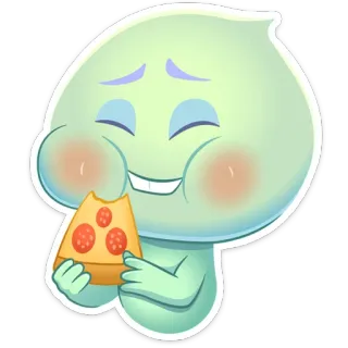 🍕 Dessin animé, Pizza, Nourriture, Manger, Mignon, Joyeux, Âme telegram sticker