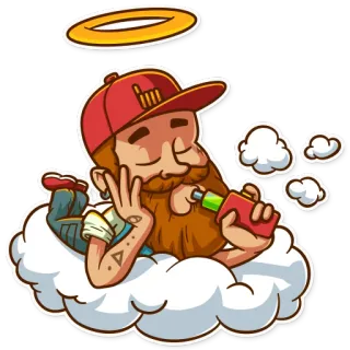 😇 Vape, Nuage, Relaxant, Barbe, Chapeau, Cool, Tatouage whatsapp sticker