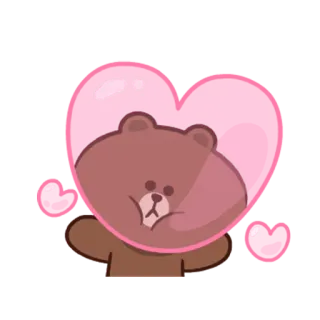 ❤ Brown orso, carino, amore, cuore, bolla, personaggio whatsapp sticker