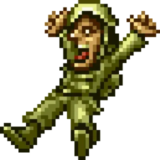 😱 soldato, pixel art, paura, gioco arcade, metal slug telegram sticker