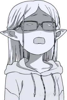 😩 Anime, Elf, Charakter, Brille, Hoodie, Manga telegram sticker