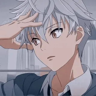 🤨 Anime, Junge, Weiße Haare, Salut, Charakter telegram sticker