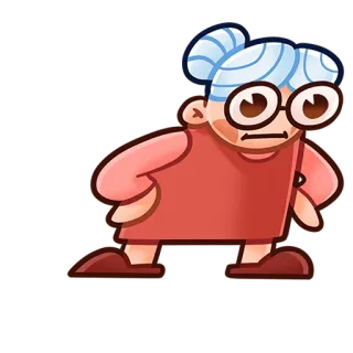 🫠 nonna, cartone animato, arrabbiato, personaggio, illustrazione whatsapp sticker