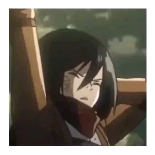 😣 Mikasa Ackerman Attack on Titan Anime, Ataque a los Titanes, Mikasa, Ackerman, Militar, Soldado, Animado telegram sticker