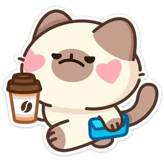 🐱 katze, kaffee, tier, niedlich, aufkleber, cartoon telegram sticker
