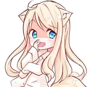 😀 Anime, Chat, Fille, Chibi, Mignon, Dessin animé, Kawaii whatsapp sticker