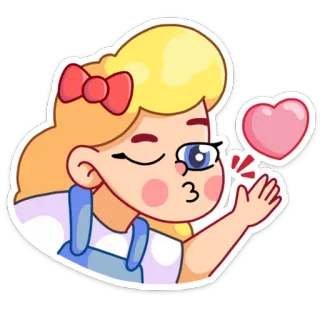 😘 3 Kartun, Gadis, Hati, Cium, Imut, Cinta whatsapp sticker