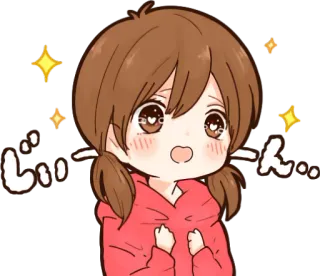 😍 じーん... fille anime, mignon, kawaii, paillettes, japonais, fille, émotionnel telegram sticker