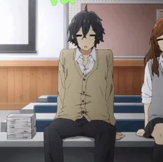 🌚 Anime, Manga, Aula, Estudiante, Animación japonesa, Escuela, Horimiya telegram sticker