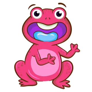 🐸 青蛙, 卡通, 动物, 粉色, 快乐, 可爱 telegram sticker