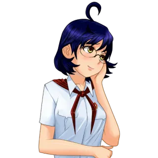 😊 Anime, Garota, Óculos, Cachecol vermelho, Soviético telegram sticker