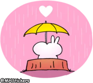 💑 @MHStickers coelho, coração, guarda-chuva, rosa, fofo, desenho animado, adesivo, ilustração whatsapp sticker