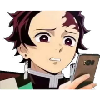 😁 Tanjiro Kamado Demon Slayer anime, demon slayer, tanjiro, sticker, manga, worried telegram sticker