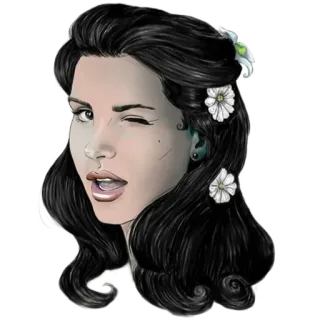 😉 mulher, piscadela, morena, flores, retrato, glamour, bonita telegram sticker