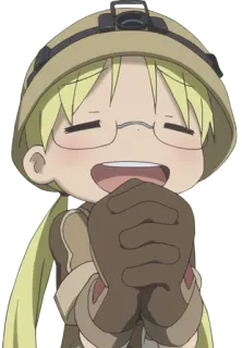 😍 Riko Made in Abyss anime, manga, explorador, gafas, sonriendo whatsapp sticker