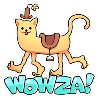 🐈 WOWZA! gato, pegatina, dibujos animados, silla de montar, flor, sombrero, lindo, animal telegram sticker