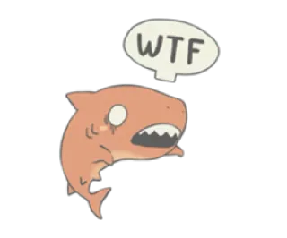 😳 WTF tubarão, confuso, desenho animado, animal, laranja telegram sticker