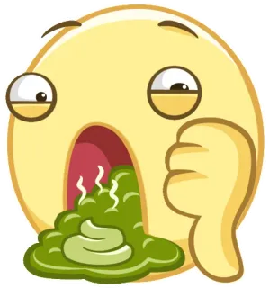 🤮 emoji, vomit, thumbs down, disgust, sick telegram sticker