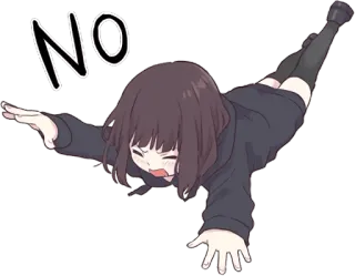 ❌ NO Anime, Meisje, Nee, Afwijzing whatsapp sticker