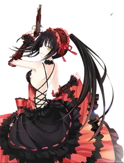 😏 Kurumi Tokisaki Date A Live Anime, Arma, Garota, Vestido, Lolita, Cabelo preto, Maria Chiquinha telegram sticker