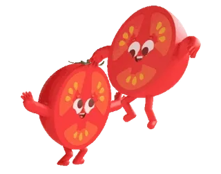 😄 tomate, dibujos animados, comida, verdura, lindo, animado whatsapp sticker