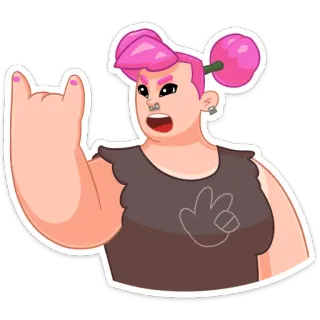 😔 人物, 粉色头发, 卡通, 贴纸, 女孩, 摇滚 telegram sticker