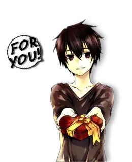 ❤ FOR YOU! Anime, Menino, Coração, Presente, Dádiva, Amor telegram sticker