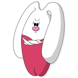 😠 мультфильм, персонаж, иллюстрация, стикер, розовый, белый telegram sticker