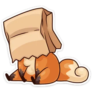 👻 fuchs, tier, süß, tasche, papiertüte, cartoon telegram sticker
