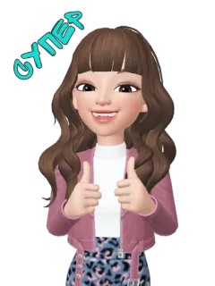 👍 СУПЕР Joinha, Positivo, Menina, Desenho animado, Super, Legal whatsapp sticker