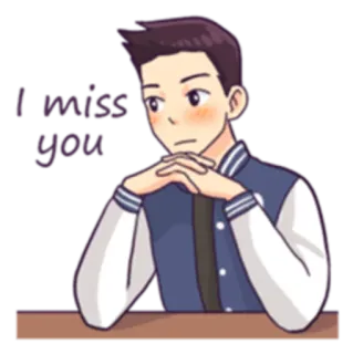 😒 I miss you amor, triste, saudade, desenho animado, homem telegram sticker
